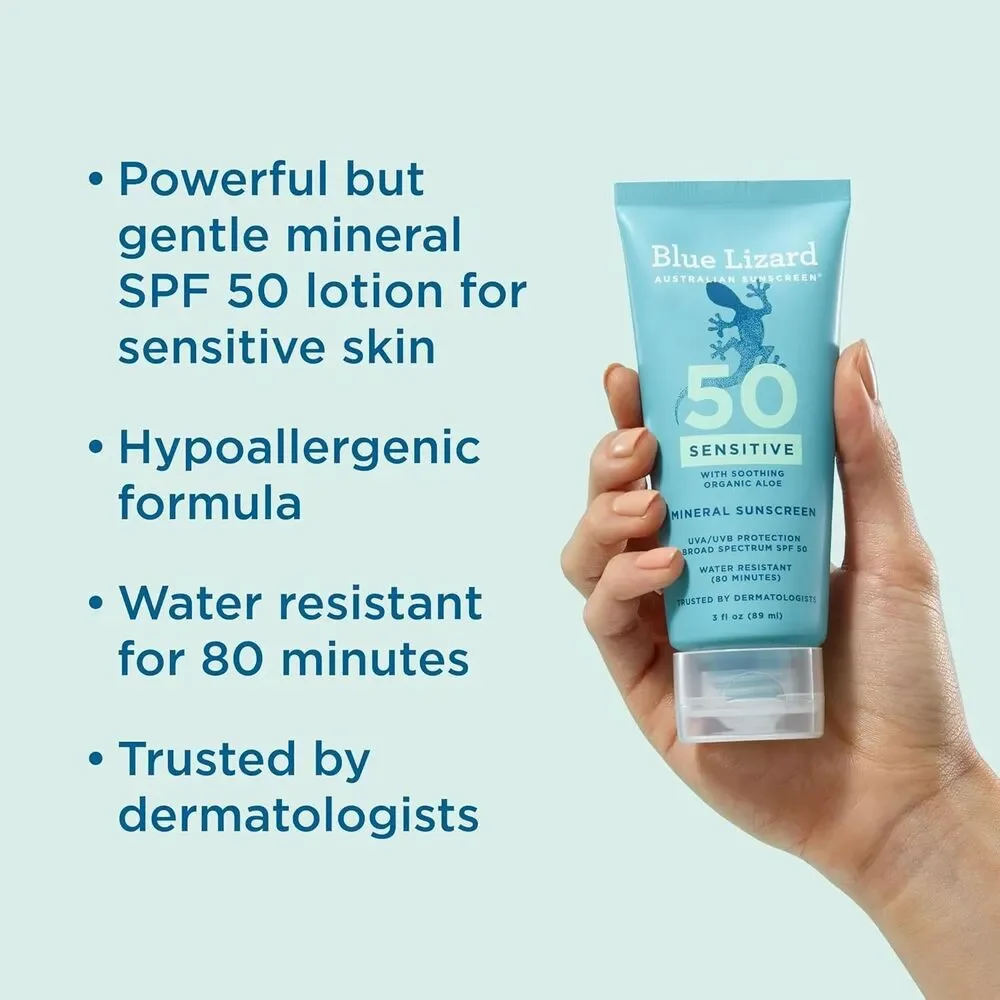 Blue Lizard SENSITIVE Mineral Sunscreen Zinc Oxide SPF 50+ 3oz Sealed